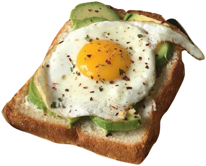 Avocado toast with a fried egg
