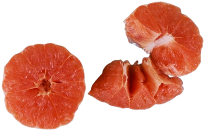 Peeled pink grapefruit